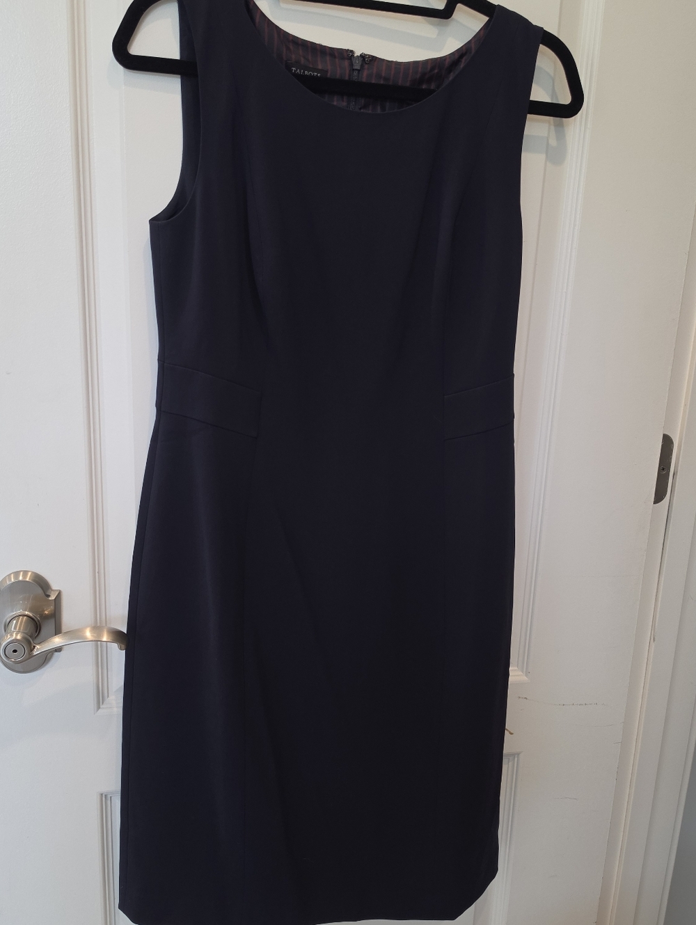 TALBOTS Women's Solid Blue Sleeveless Zipper Back Scoop Neck Midi Dress Size 4